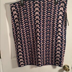 Stylish Pink and Blue Patterned Skirt